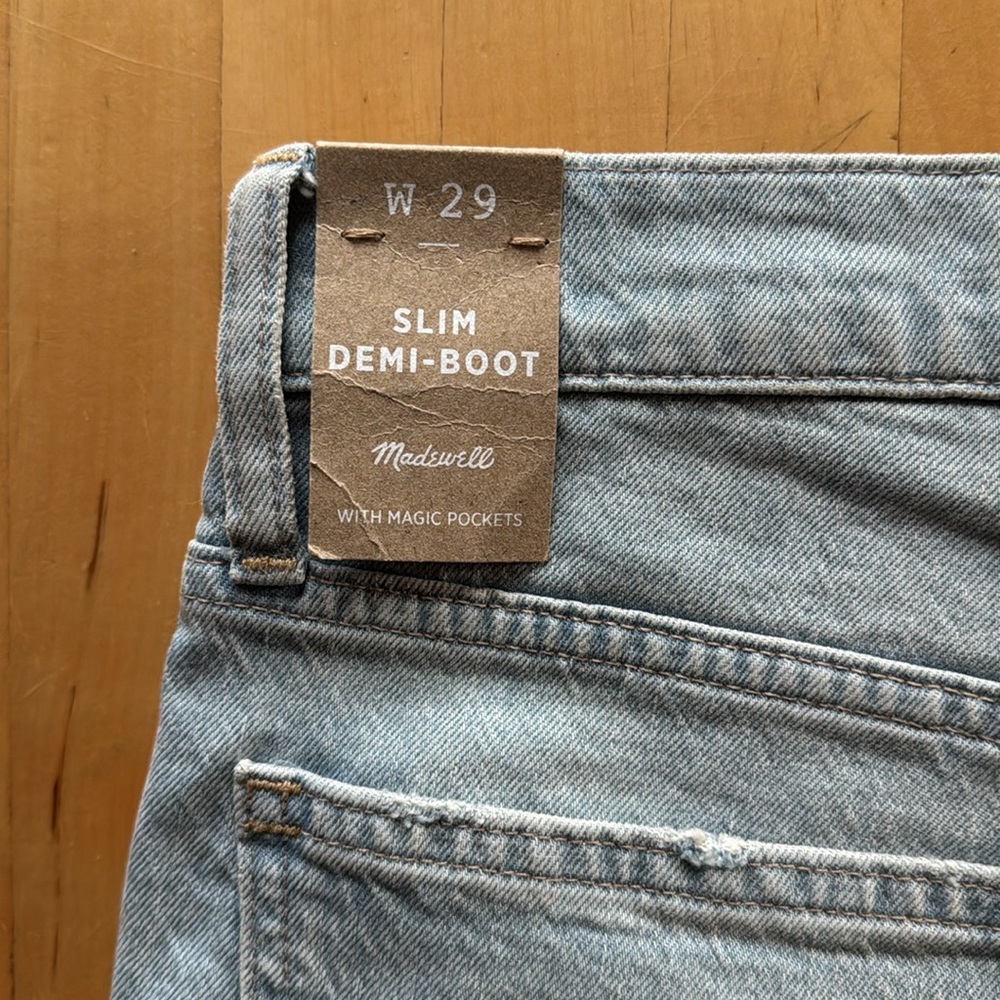 Madewell Slim Demi-Bootcut Jeans, NWT, sz 29 - Picture 5 of 9